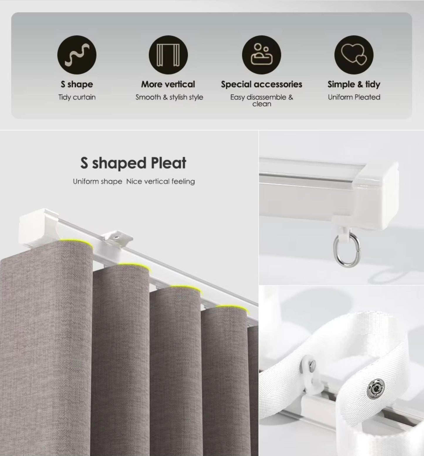 NAVI Curtain Track Accessories | S-Fold & Pleated Systems | Smooth & Silent Movement