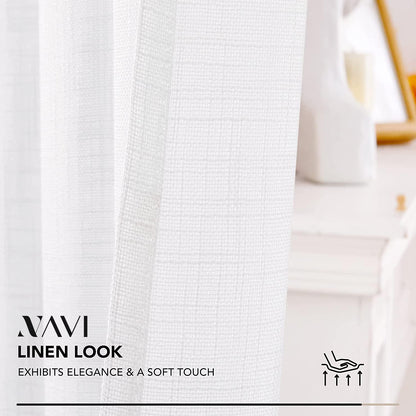 NAVI Most Viral Linen Sheer Curtain on Tiktok - Grommet Ring / S-Fold / Rod Pocket / Back Tab - Per Panel or Bundle Set - Free Shipping Nationwide