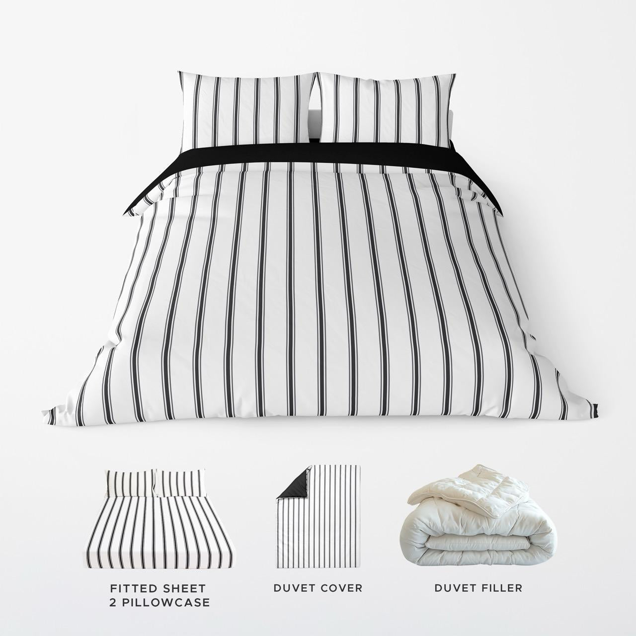 NAVI【BLACK】HAVEN COLLECTION Duvet Cover & Duvet Set Two-Toned Reversible Fully Garterized Hotel Quality 100% Cotton