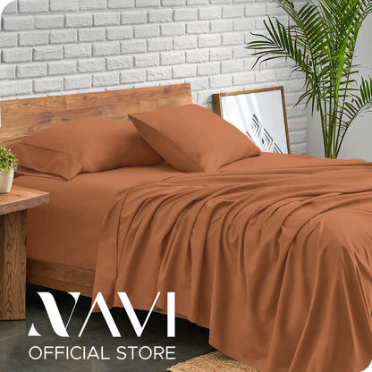 NAVI - PLAIN Bedding Set | Pastel Shades | 1x Fitted Bedsheet with 2x Pillowcase | Fully Garterized Hotel Quality