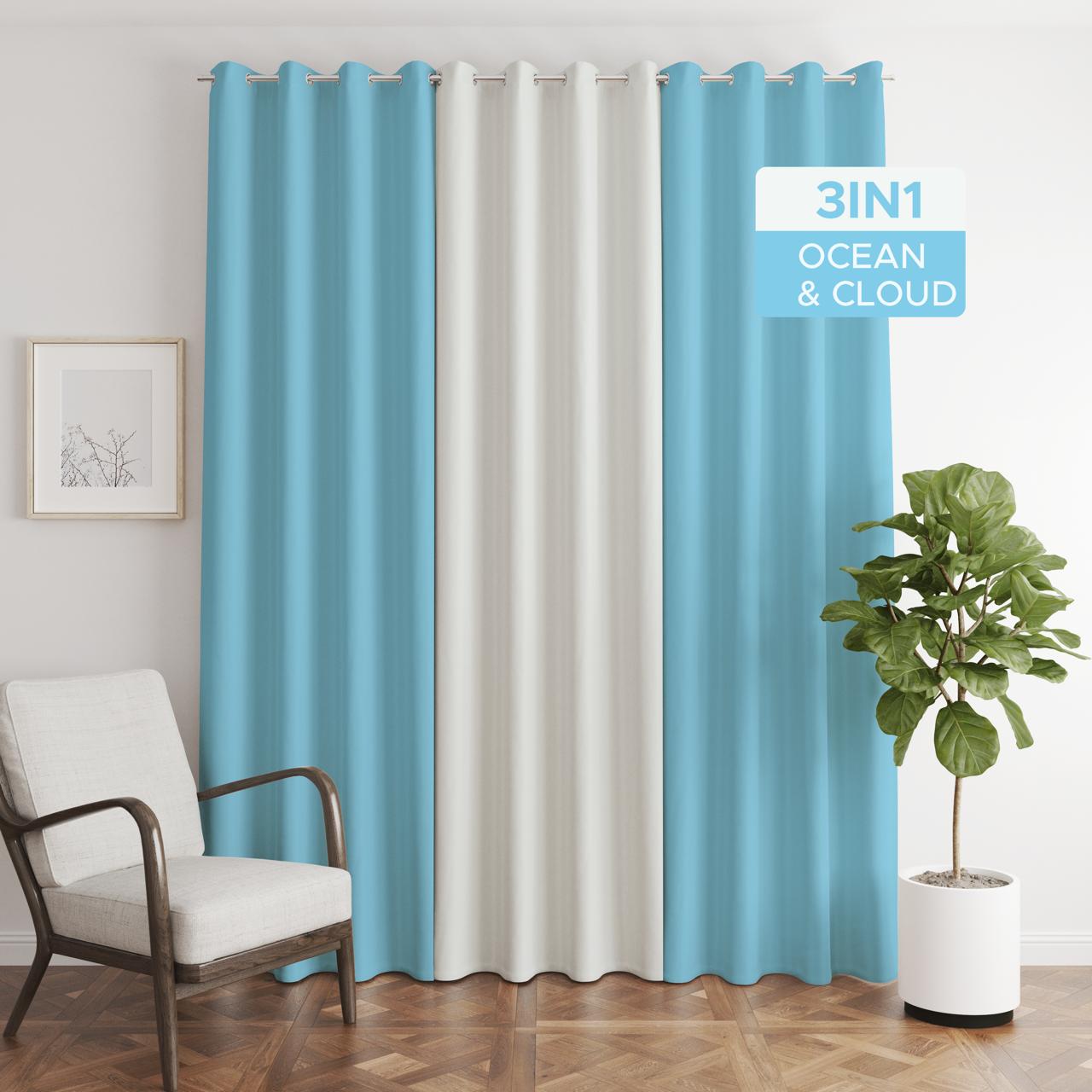 NAVI【NEW RELEASE】Ocean | KOREAN SOFT BLOCKOUT CURTAIN | Summer Collection | Ring Type For Living Room Bedroom Window Treatment