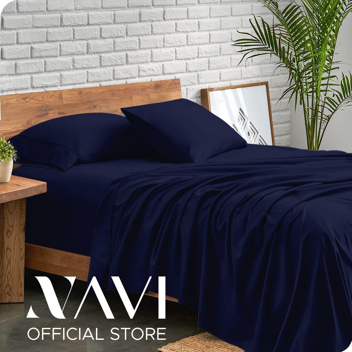 NAVI - PLAIN Bedding Set | Blue Green Shades | 1x Fitted Bedsheet with 2x Pillowcase | Fully Garterized Hotel Quality