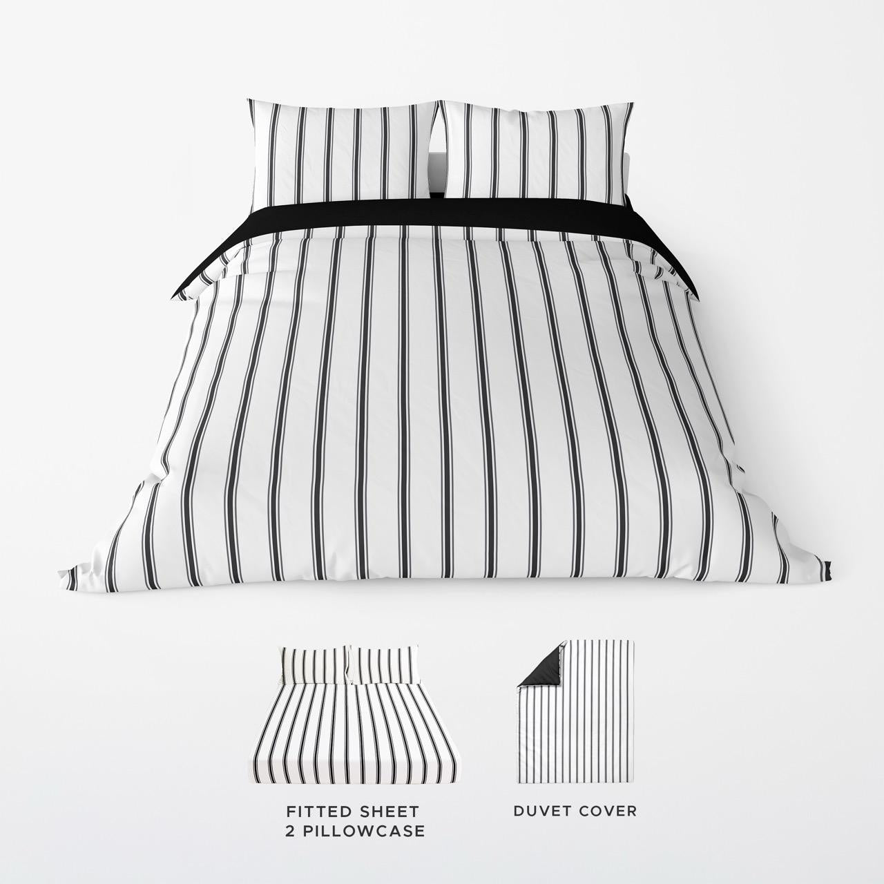 NAVI【BLACK】HAVEN COLLECTION Duvet Cover & Duvet Set Two-Toned Reversible Fully Garterized Hotel Quality 100% Cotton