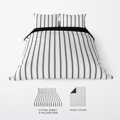 NAVI【BLACK】HAVEN COLLECTION Duvet Cover & Duvet Set Two-Toned Reversible Fully Garterized Hotel Quality 100% Cotton