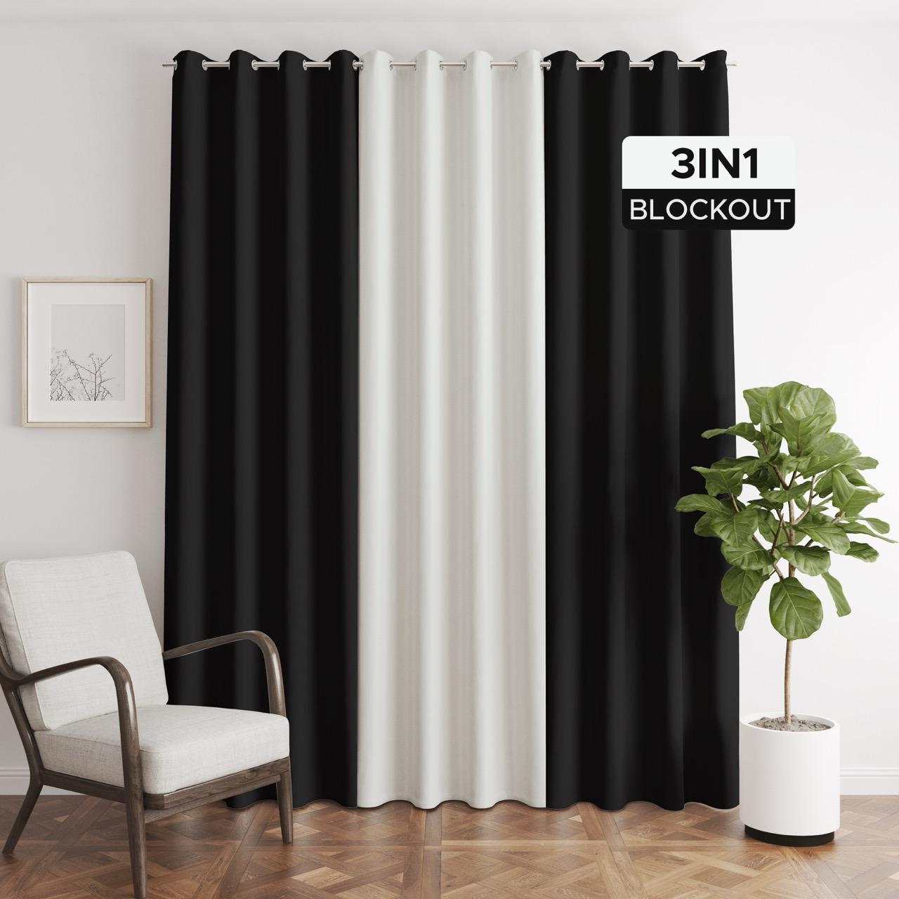 NAVI - 3in1 KOREAN SOFT BLOCKOUT CURTAIN | For Home Living Room Bedroom Window Treatment