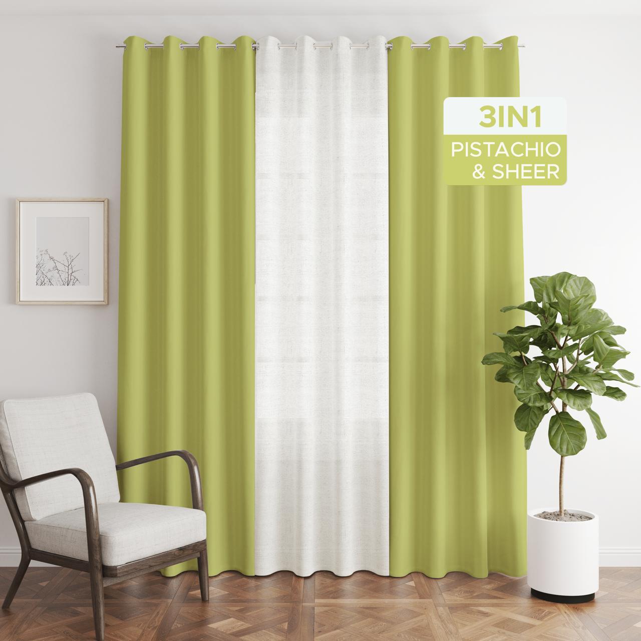 NAVI【NEW RELEASE】Pistachio | KOREAN SOFT BLOCKOUT CURTAIN | Summer Collection | Ring Type For Living Room Bedroom Window Treatment
