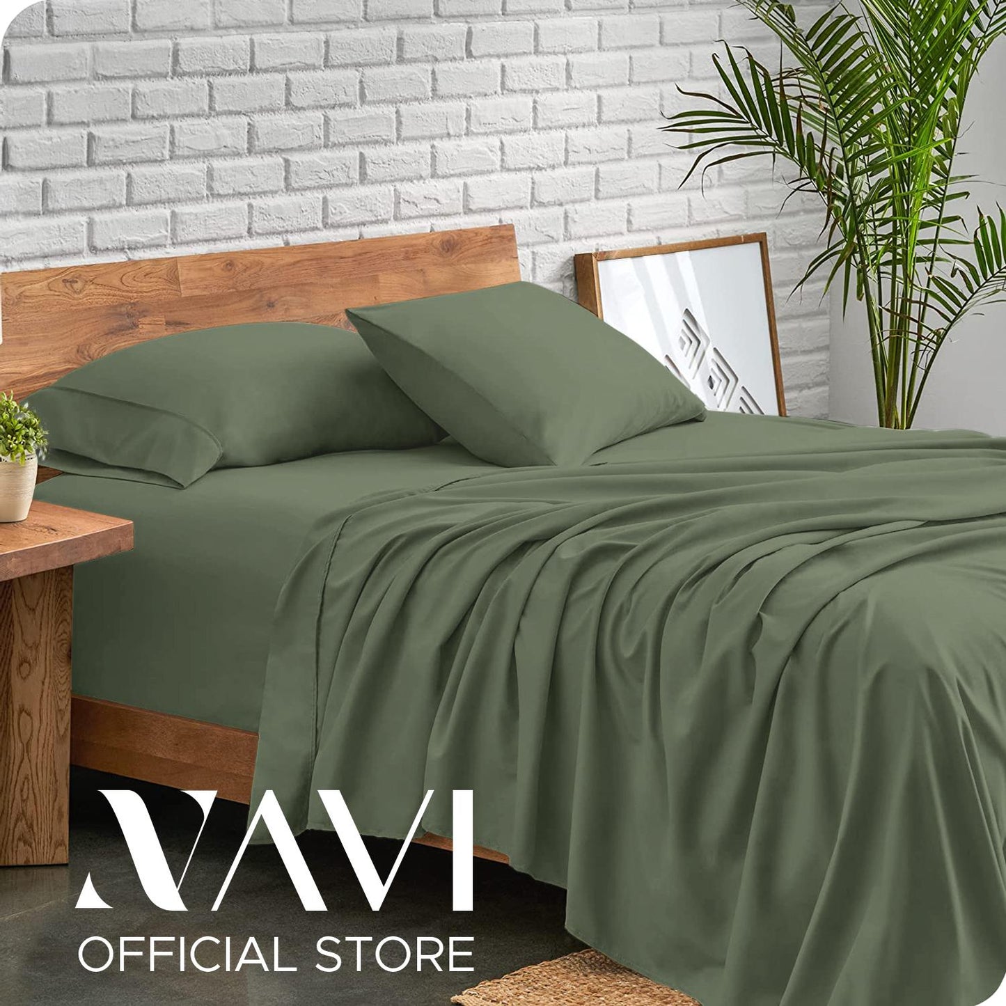 NAVI - PLAIN Bedding Set | Blue Green Shades | 1x Fitted Bedsheet with 2x Pillowcase | Fully Garterized Hotel Quality