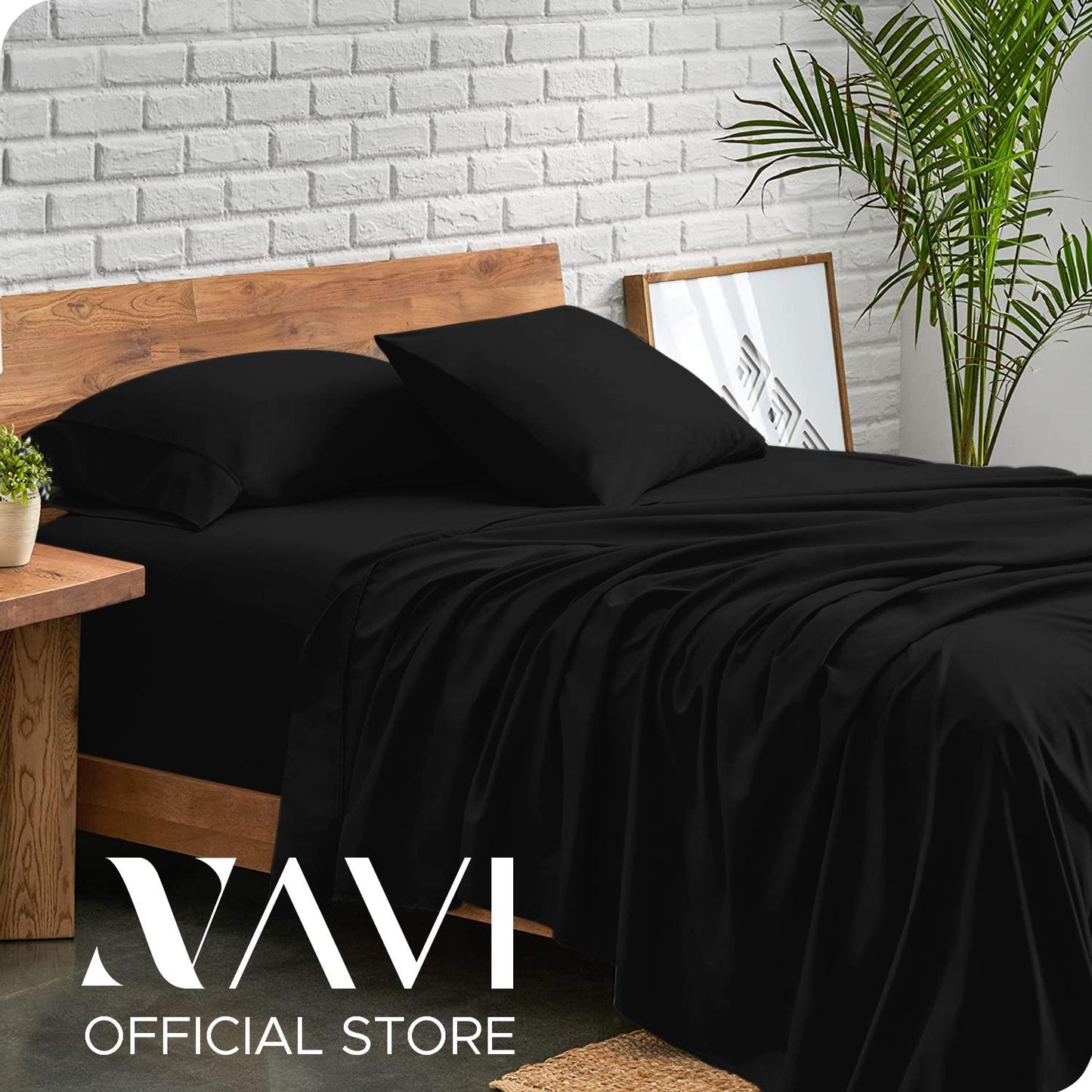 NAVI - PLAIN Bedding Set | Neural Shades | 1x Fitted Bedsheet with 2x Pillowcase | Fully Garterized Hotel Quality