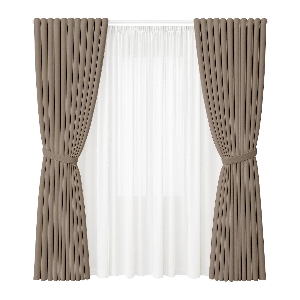 NAVI Signature Dual Layer Complete Curtain Set | 6-in-1 and 8-in-1 | Korean Soft Blockout | Premium Bundle, Complete Accessories