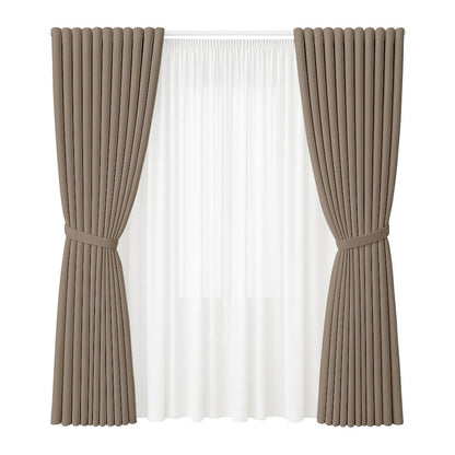 NAVI Signature Dual Layer Complete Curtain Set | 6-in-1 and 8-in-1 | Korean Soft Blockout | Premium Bundle, Complete Accessories