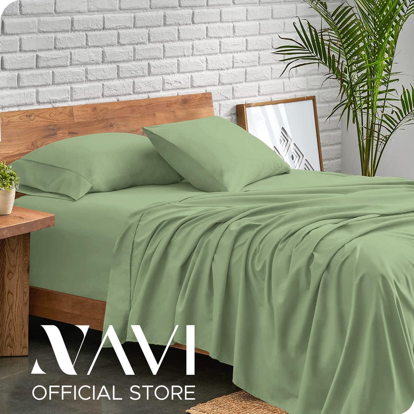NAVI - PLAIN Bedding Set | Blue Green Shades | 1x Fitted Bedsheet with 2x Pillowcase | Fully Garterized Hotel Quality