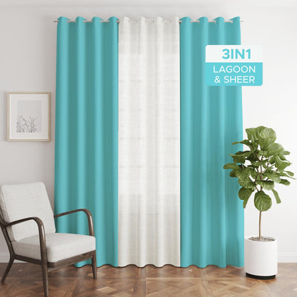 NAVI【Lucky Color of the Year 2026】Transformative Teal | KOREAN SOFT BLOCKOUT CURTAIN | Ring Type For Living Room Bedroom Window Treatment
