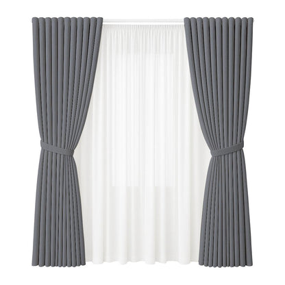 NAVI Signature Dual Layer Complete Curtain Set | 6-in-1 and 8-in-1 | Korean Soft Blockout | Premium Bundle, Complete Accessories