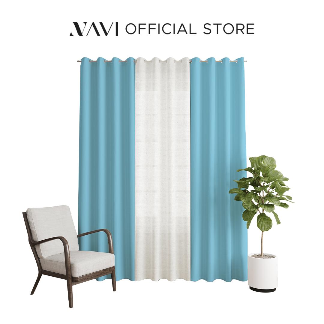 NAVI【NEW RELEASE】Ocean | KOREAN SOFT BLOCKOUT CURTAIN | Summer Collection | Ring Type For Living Room Bedroom Window Treatment