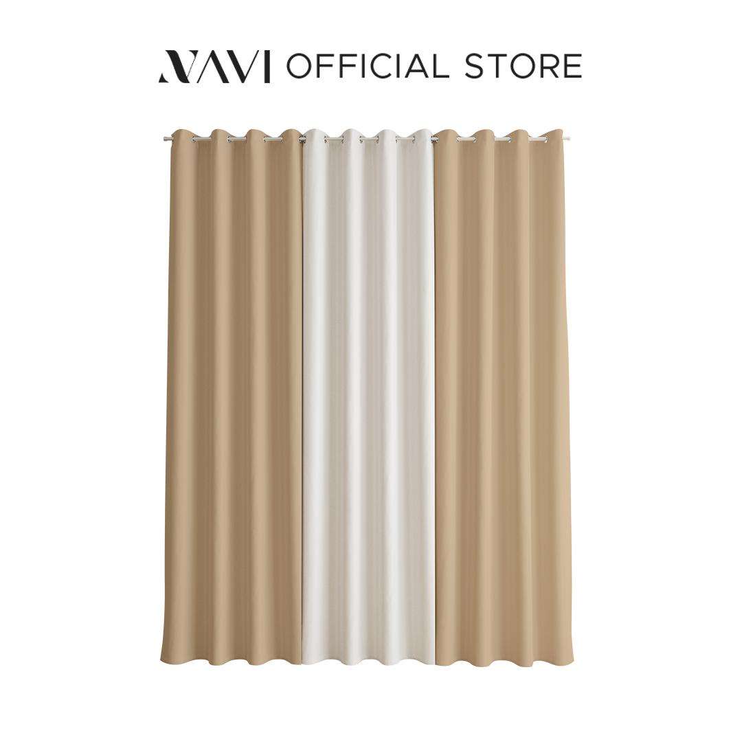 NAVI - TRENDING BLOCKOUT CURTAIN  | 3in1 KOREAN SOFT BLOCKOUT CURTAIN |  Ring Type for Living Room & Bedroom Window Treatment | 100% Polyester, Thermal Insulation, Privacy Protection, Sunlight & Sound Blocking, Energy Saving | Sold Per Set