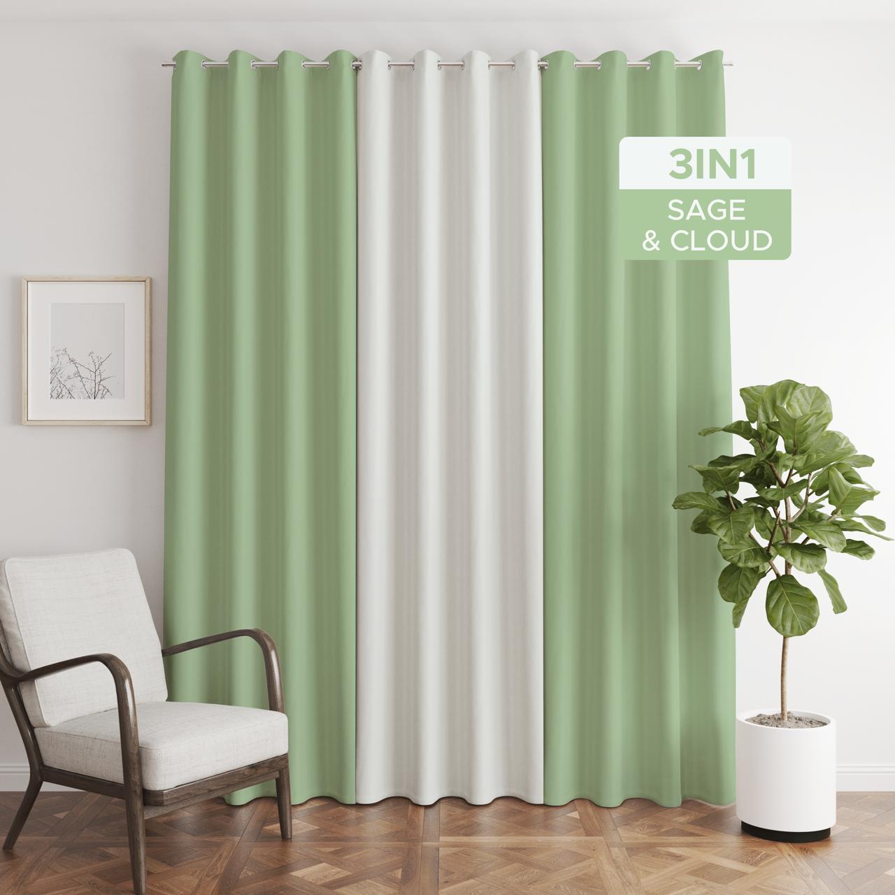 NAVI【NEW RELEASE】Sage | KOREAN SOFT BLOCKOUT CURTAIN | Summer Collection | Ring Type For Living Room Bedroom Window Treatment