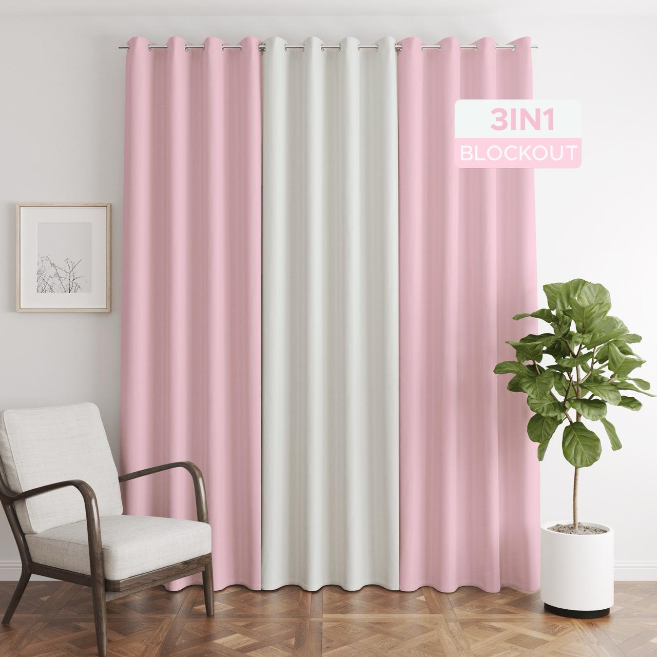 NAVI【BEST SELLER】3in1 KOREAN SOFT BLOCKOUT CURTAIN | Ring Type For Living Room Bedroom Window Treatment