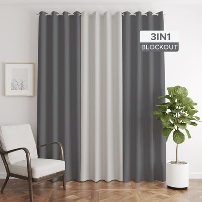 NAVI【BEST SELLER】3in1 KOREAN SOFT BLOCKOUT CURTAIN | Ring Type For Living Room Bedroom Window Treatment