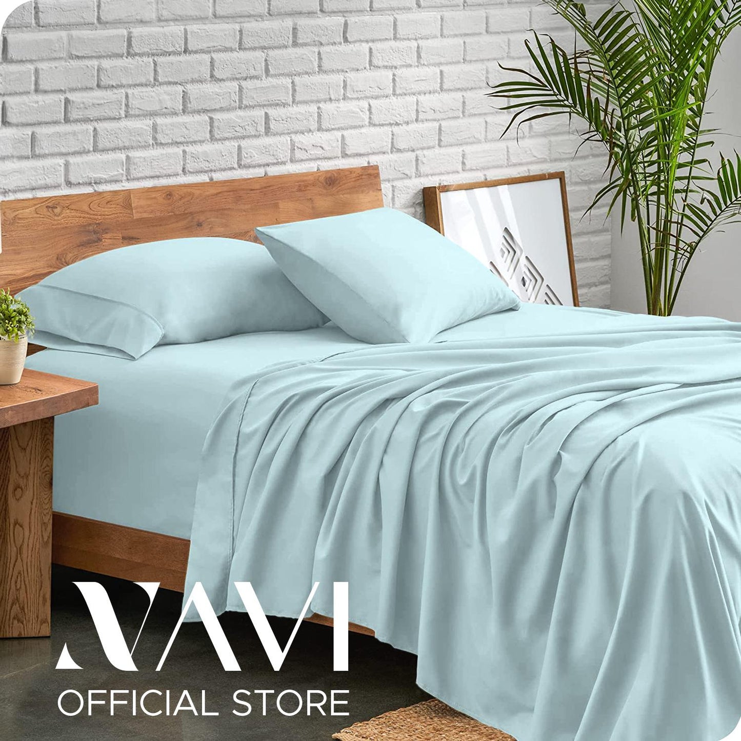 NAVI - PLAIN Bedding Set | Pastel Shades | 1x Fitted Bedsheet with 2x Pillowcase | Fully Garterized Hotel Quality