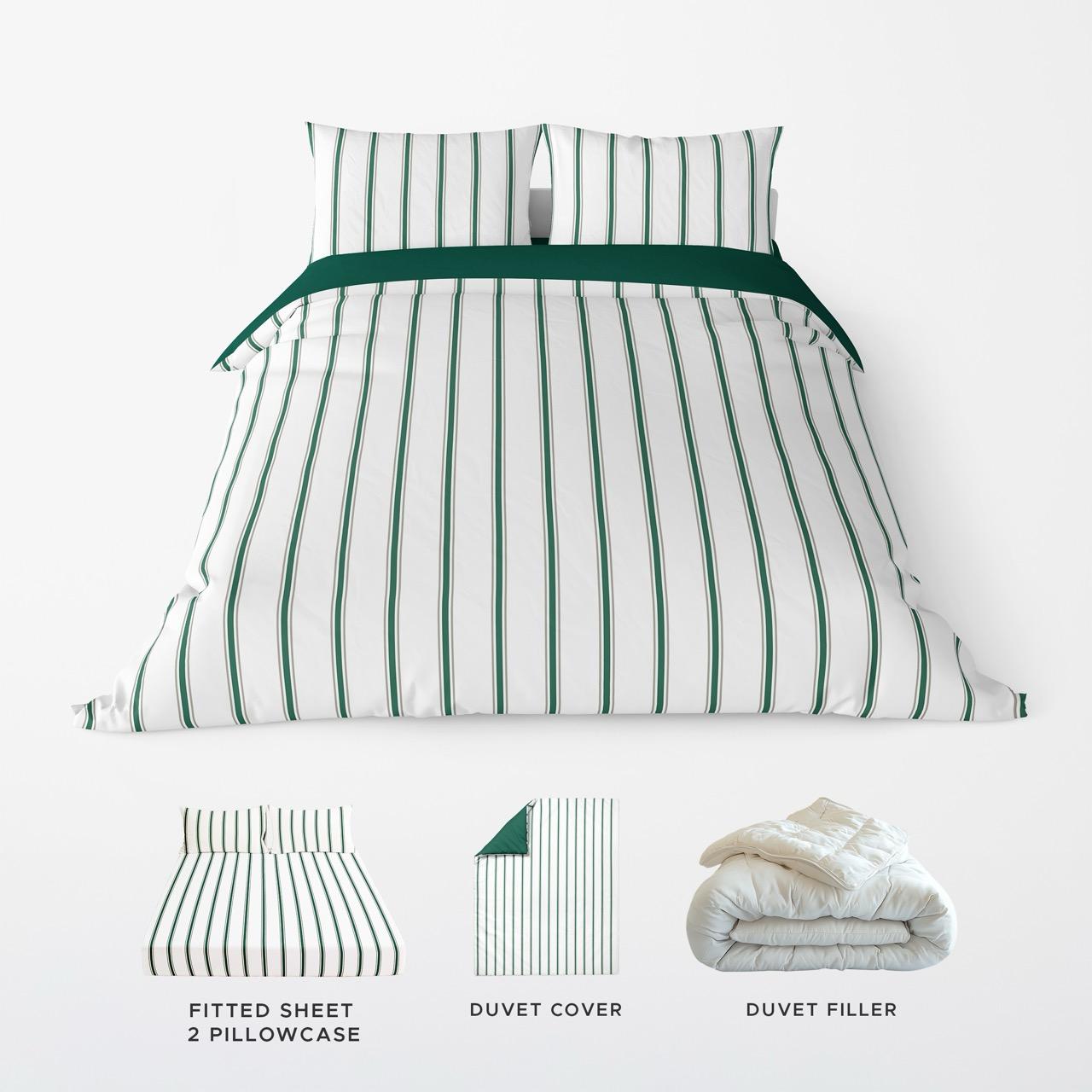 NAVI【GREEN】HAVEN COLLECTION Duvet Cover & Duvet Set Two-Toned Reversible Fully Garterized Hotel Quality 100% Cotton