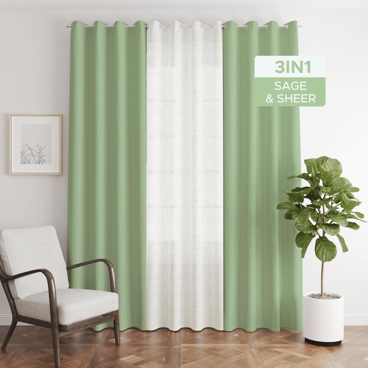 NAVI【NEW RELEASE】Sage | KOREAN SOFT BLOCKOUT CURTAIN | Summer Collection | Ring Type For Living Room Bedroom Window Treatment
