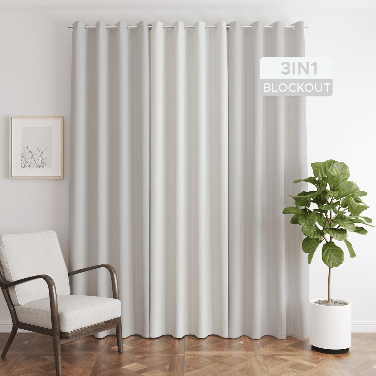 NAVI - TRENDING BLOCKOUT CURTAIN  | 3in1 KOREAN SOFT BLOCKOUT CURTAIN |  Ring Type for Living Room & Bedroom Window Treatment | 100% Polyester, Thermal Insulation, Privacy Protection, Sunlight & Sound Blocking, Energy Saving | Sold Per Set