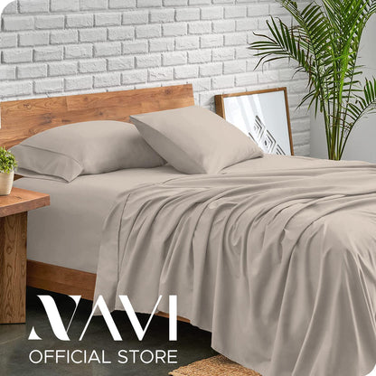 NAVI【BEST SELLER】PLAIN Bedding Set | 1x Fitted Bedsheet with 2x Pillowcase | Fully Garterized Hotel Quality