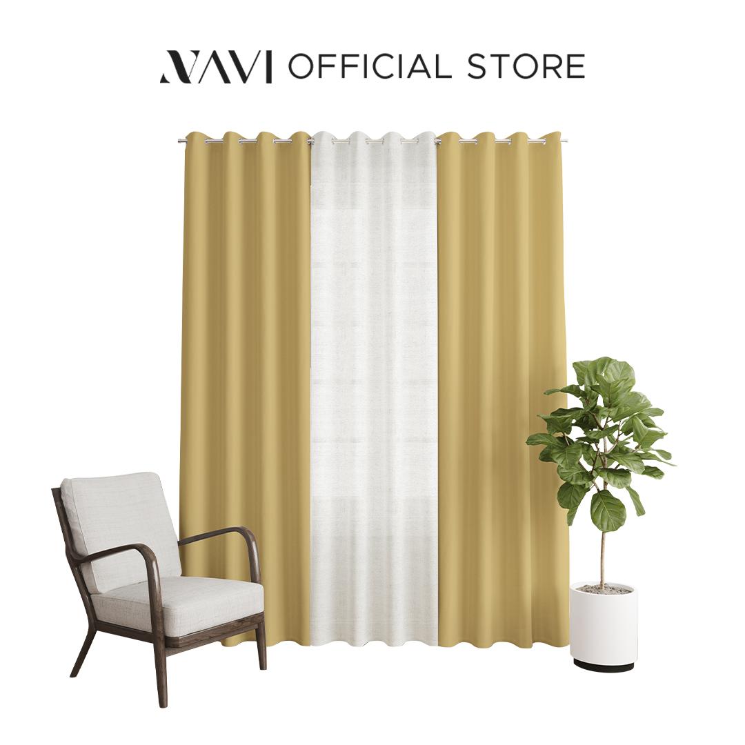 NAVI【NEW RELEASE】Lemon | KOREAN SOFT BLOCKOUT CURTAIN | Summer Collection | Ring Type For Living Room Bedroom Window Treatment