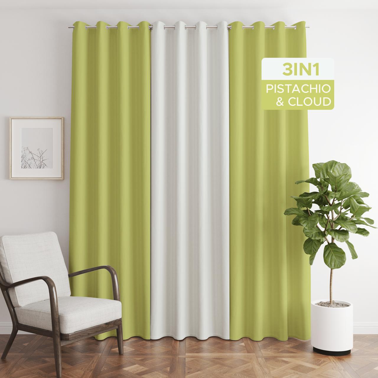 NAVI【NEW RELEASE】Pistachio | KOREAN SOFT BLOCKOUT CURTAIN | Summer Collection | Ring Type For Living Room Bedroom Window Treatment