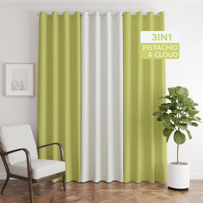 NAVI【NEW RELEASE】Pistachio | KOREAN SOFT BLOCKOUT CURTAIN | Summer Collection | Ring Type For Living Room Bedroom Window Treatment