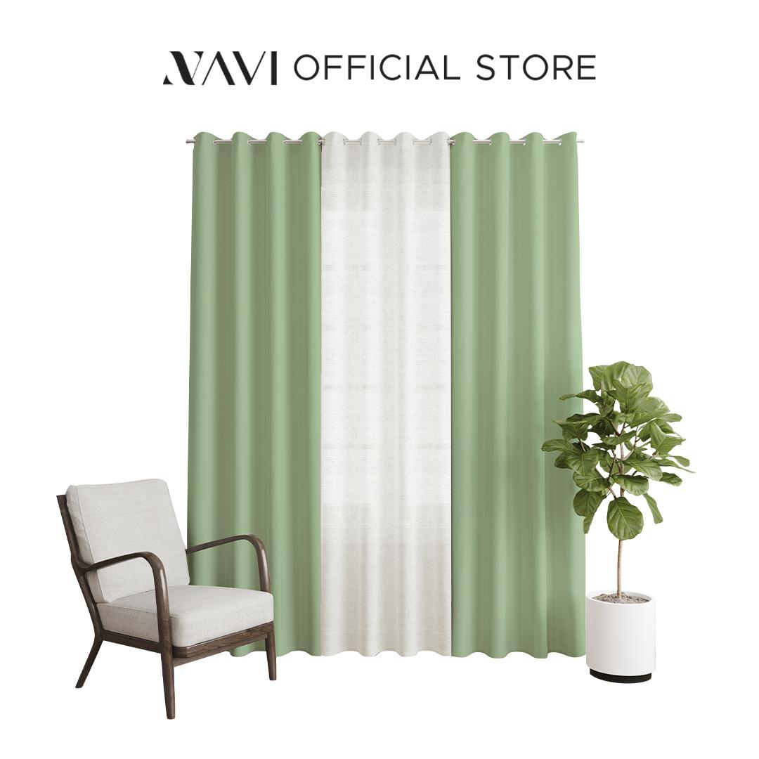 NAVI【NEW RELEASE】Sage | KOREAN SOFT BLOCKOUT CURTAIN | Summer Collection | Ring Type For Living Room Bedroom Window Treatment