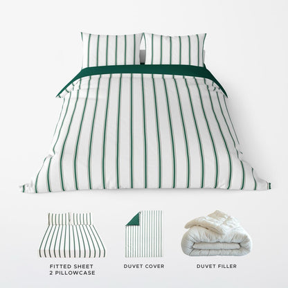 NAVI【GREEN】HAVEN COLLECTION Duvet Cover & Duvet Set Two-Toned Reversible Fully Garterized Hotel Quality 100% Cotton
