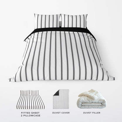 NAVI【BLACK】HAVEN COLLECTION Duvet Cover & Duvet Set Two-Toned Reversible Fully Garterized Hotel Quality 100% Cotton