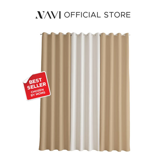 NAVI【BEST SELLER】3in1 KOREAN SOFT BLOCKOUT CURTAIN | Ring Type For Living Room Bedroom Window Treatment