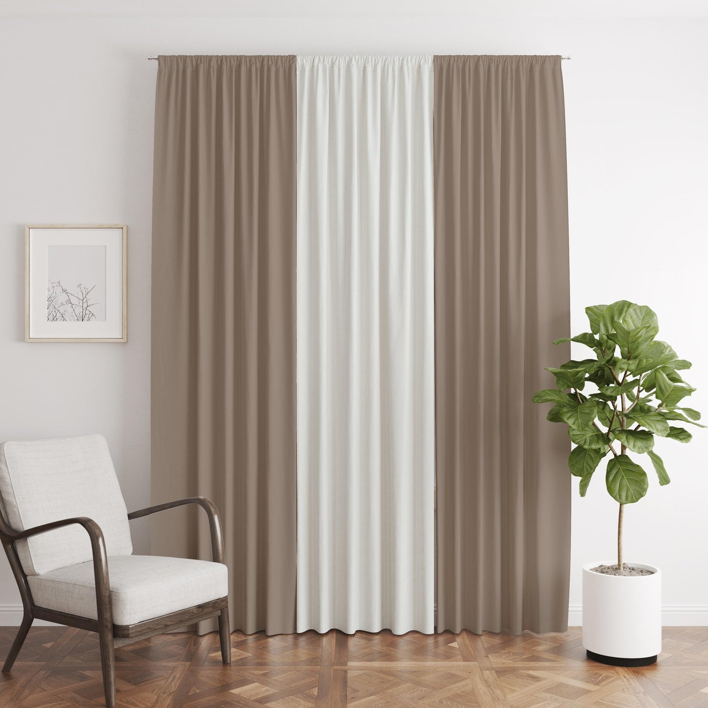 NAVI Rod Pocket Blockout Curtain | Korean Soft Blockout | Non Ring for Living Room & Bedroom Window Treatment | 100% Polyester, Thermal Insulation, Privacy Protection, Sunlight & Sound Blocking, Energy Saving