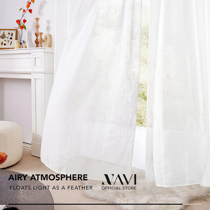 NAVI Most Viral Linen Sheer Curtain on Tiktok - Grommet Ring / S-Fold / Rod Pocket / Back Tab - Per Panel or Bundle Set - Free Shipping Nationwide
