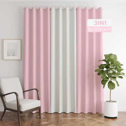 NAVI - TRENDING BLOCKOUT CURTAIN  | 3in1 KOREAN SOFT BLOCKOUT CURTAIN |  Ring Type for Living Room & Bedroom Window Treatment | 100% Polyester, Thermal Insulation, Privacy Protection, Sunlight & Sound Blocking, Energy Saving | Sold Per Set