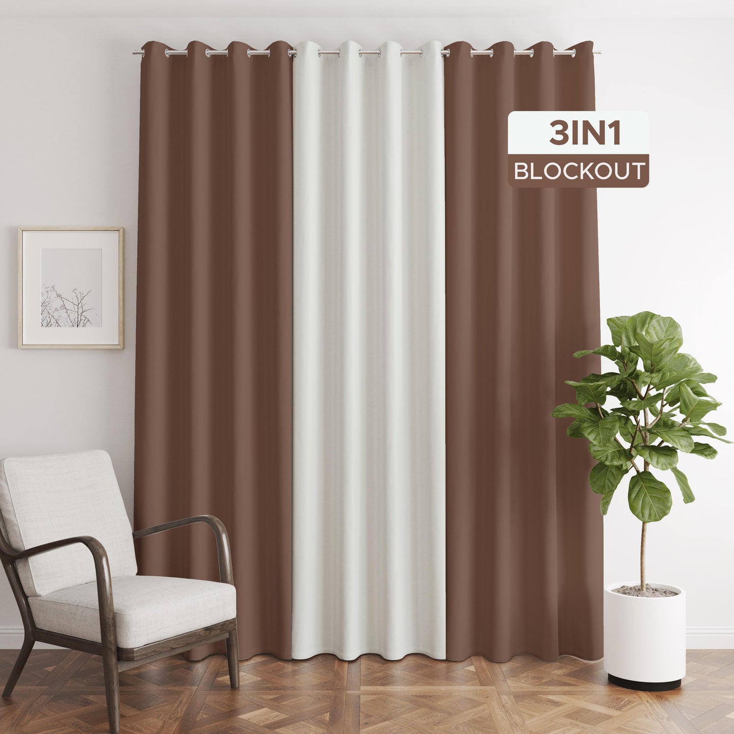NAVI【BEST SELLER】3in1 KOREAN SOFT BLOCKOUT CURTAIN | Ring Type For Living Room Bedroom Window Treatment