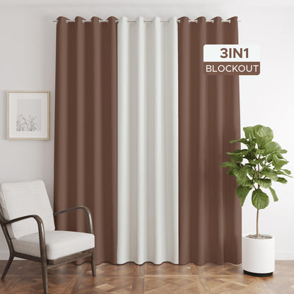 NAVI【BEST SELLER】3in1 KOREAN SOFT BLOCKOUT CURTAIN | Ring Type For Living Room Bedroom Window Treatment