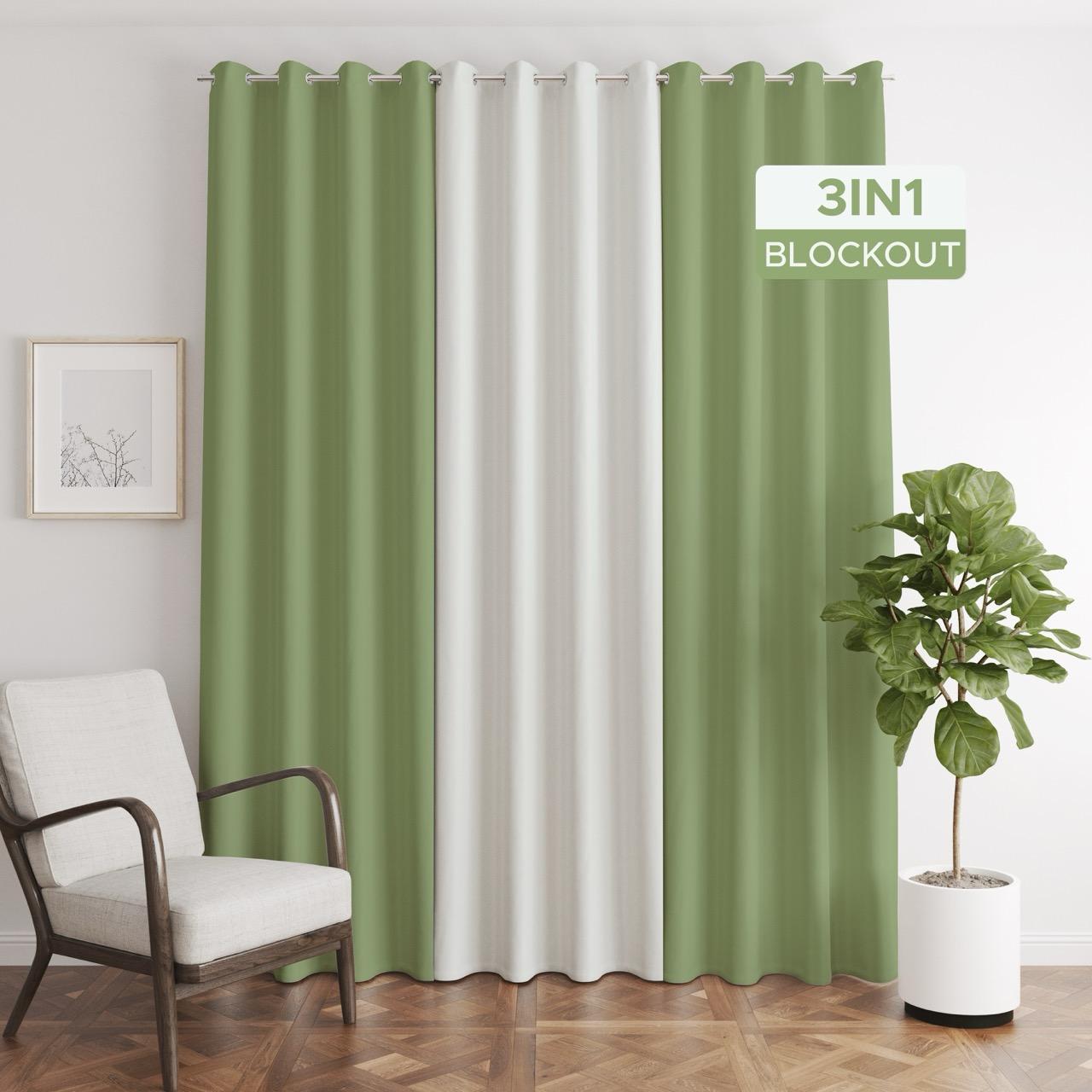 NAVI - 3in1 KOREAN SOFT BLOCKOUT CURTAIN | For Home Living Room Bedroom Window Treatment