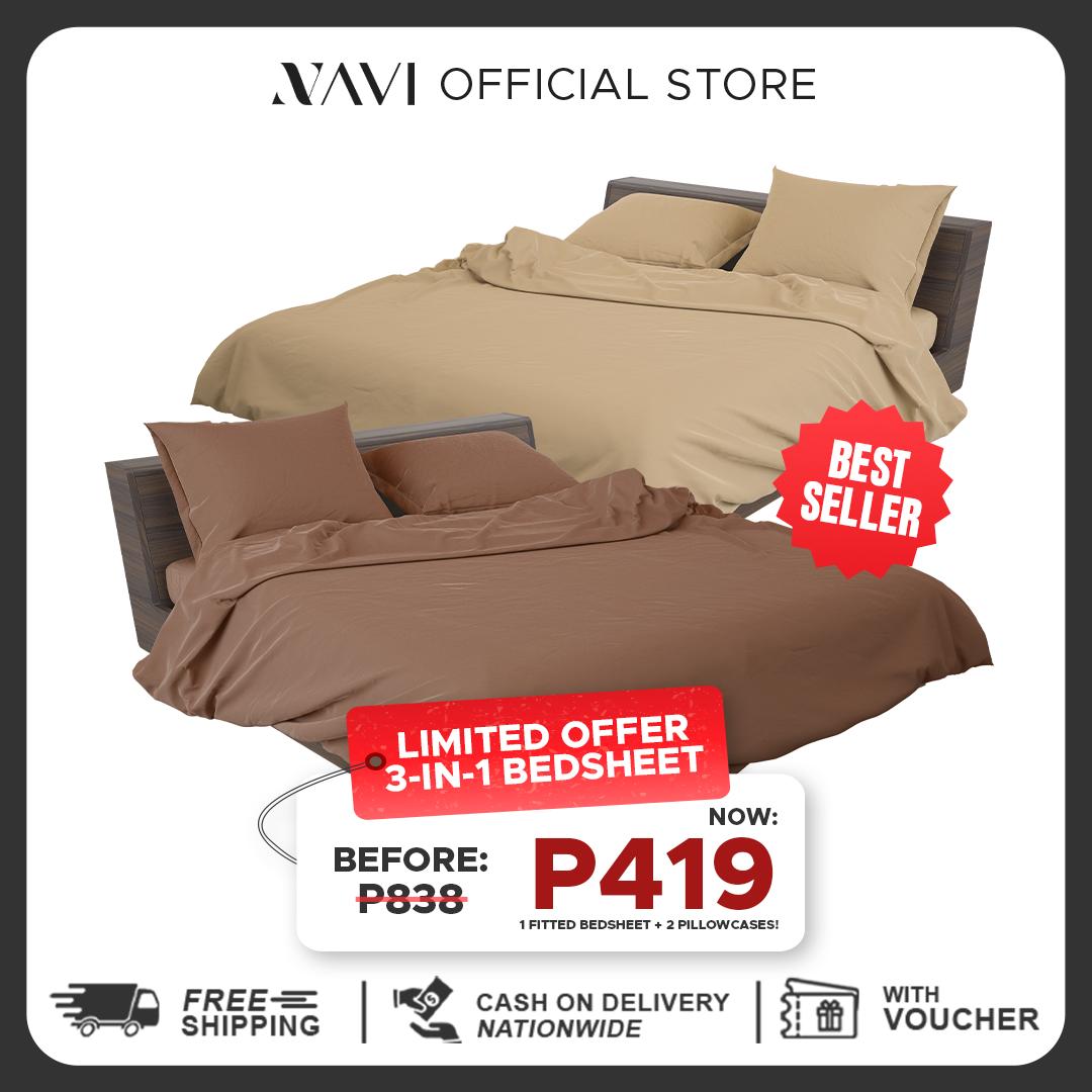 NAVI - Best-Selling Bedsheets | 3in1 Bedding Set | 1x Fitted Bedsheet + 2x Pillowcases | | 100% Cotton | Hotel Quality | Mix & Match Program | Free Shipping