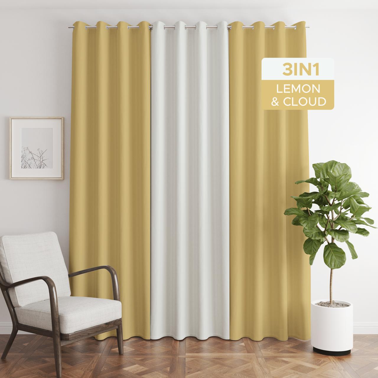 NAVI【NEW RELEASE】Lemon | KOREAN SOFT BLOCKOUT CURTAIN | Summer Collection | Ring Type For Living Room Bedroom Window Treatment