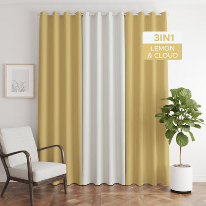 NAVI【NEW RELEASE】Lemon | KOREAN SOFT BLOCKOUT CURTAIN | Summer Collection | Ring Type For Living Room Bedroom Window Treatment