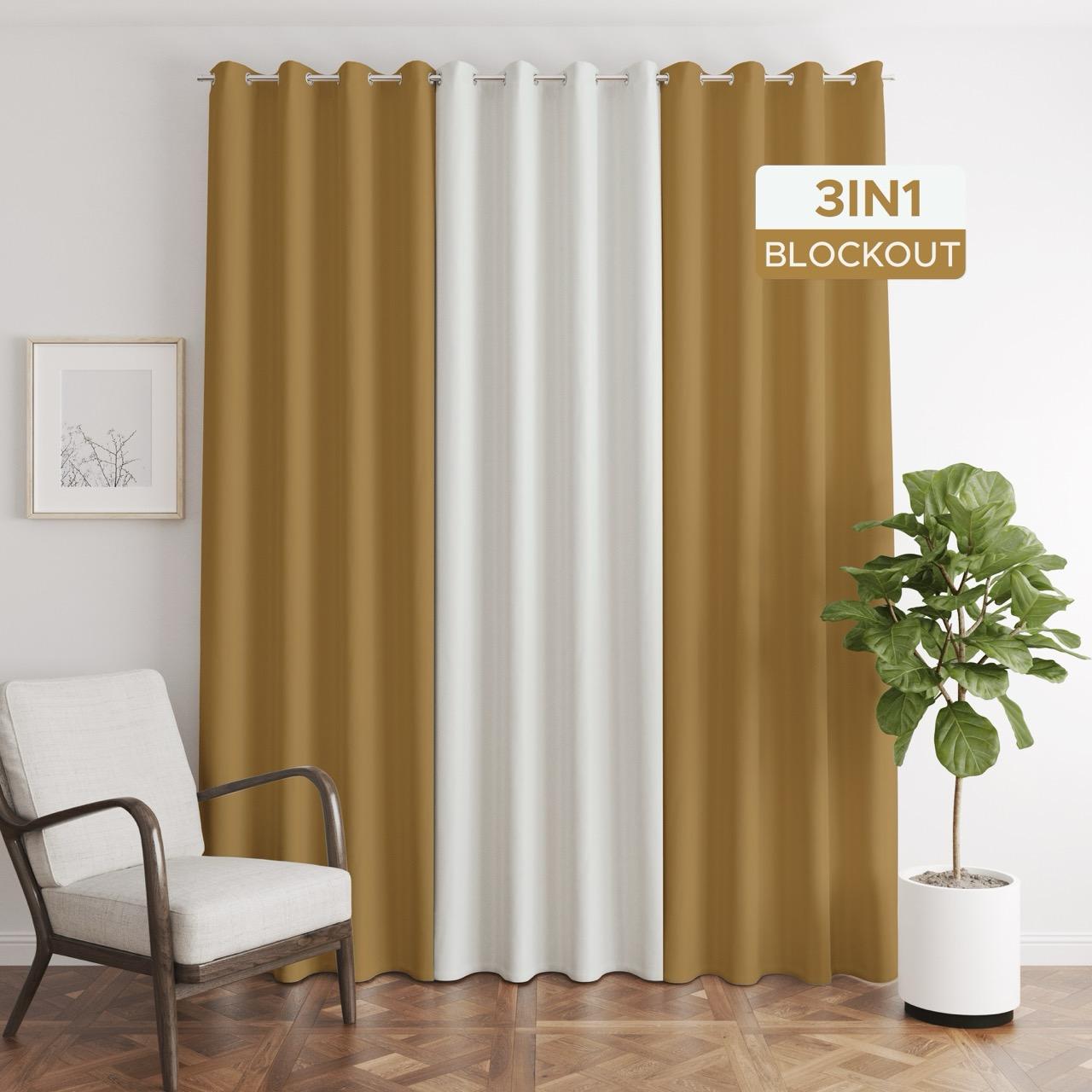 NAVI - 3in1 KOREAN SOFT BLOCKOUT CURTAIN | For Home Living Room Bedroom Window Treatment