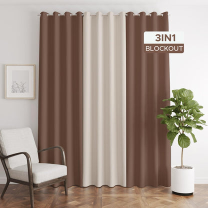 NAVI - TRENDING BLOCKOUT CURTAIN  | 3in1 KOREAN SOFT BLOCKOUT CURTAIN |  Ring Type for Living Room & Bedroom Window Treatment | 100% Polyester, Thermal Insulation, Privacy Protection, Sunlight & Sound Blocking, Energy Saving | Sold Per Set