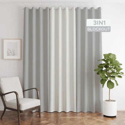 NAVI - TRENDING BLOCKOUT CURTAIN  | 3in1 KOREAN SOFT BLOCKOUT CURTAIN |  Ring Type for Living Room & Bedroom Window Treatment | 100% Polyester, Thermal Insulation, Privacy Protection, Sunlight & Sound Blocking, Energy Saving | Sold Per Set