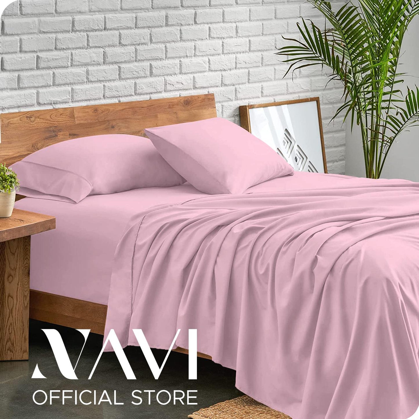 NAVI - PLAIN Bedding Set | Pastel Shades | 1x Fitted Bedsheet with 2x Pillowcase | Fully Garterized Hotel Quality
