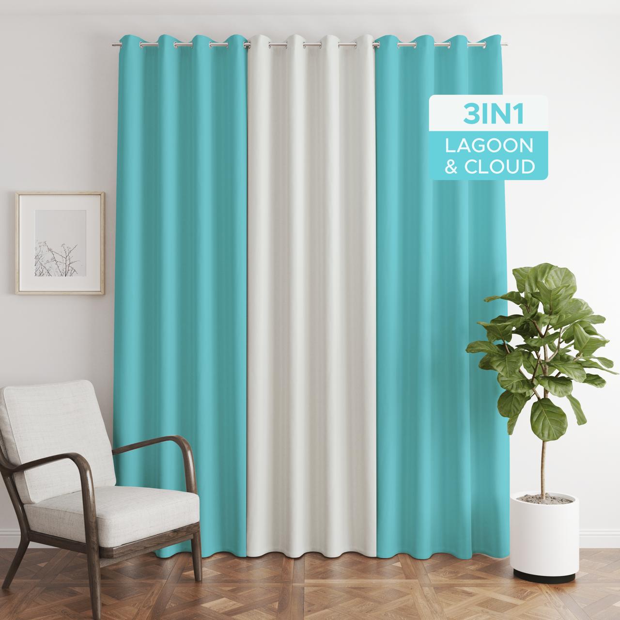 NAVI【Lucky Color of the Year 2026】Transformative Teal | KOREAN SOFT BLOCKOUT CURTAIN | Ring Type For Living Room Bedroom Window Treatment