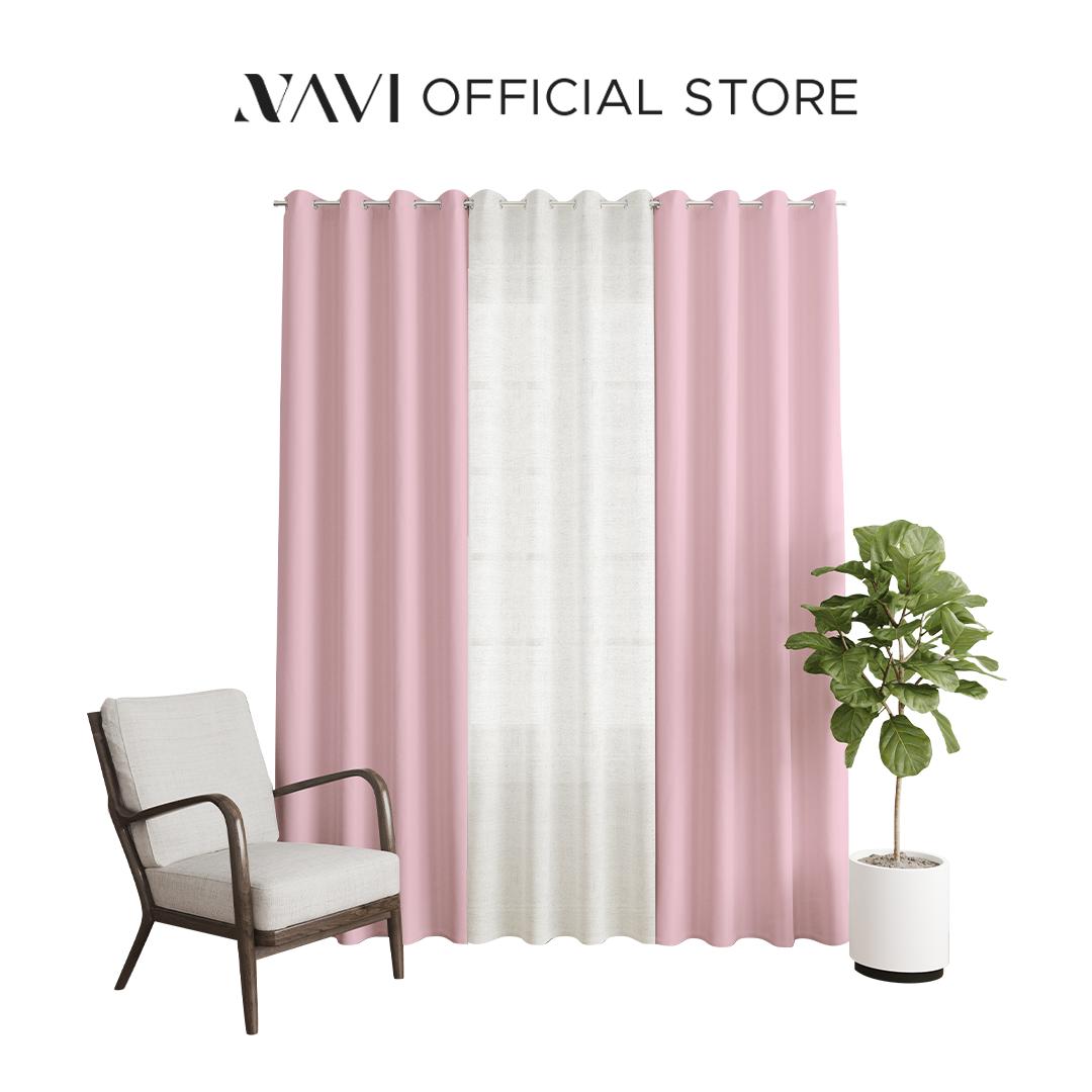 NAVI【NEW RELEASE】Pastel Pink | KOREAN SOFT BLOCKOUT CURTAIN | Summer Collection | Ring Type For Living Room Bedroom Window Treatment