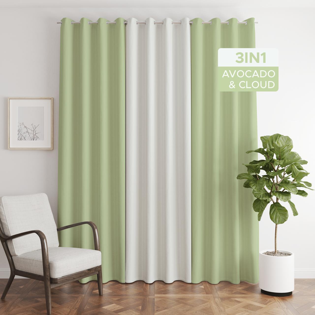 NAVI【NEW RELEASE】Avocado | KOREAN SOFT BLOCKOUT CURTAIN | Summer Collection | Ring Type For Living Room Bedroom Window Treatment